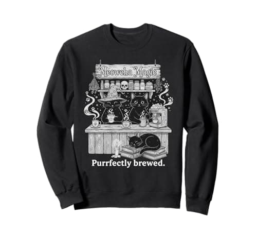 Image of Meowcha Magic Purrfectly Brewed Cat Coffee Lovers Sweatshirt