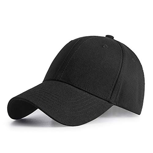 Image of HGDGears Plain Baseball Cap Snapback for Men - Classic 6 Panel Adjustable Sport Casual Sun Visor Hat (Black)