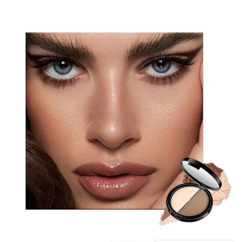 Image of Contour Palette Make Up Powder with Mirror, 2-in-1 Matte Highlighter & Contour Bronzer Natural Look Long-Lasting Sweat-Resistant, Matte Powder Makeup for Women & Girls