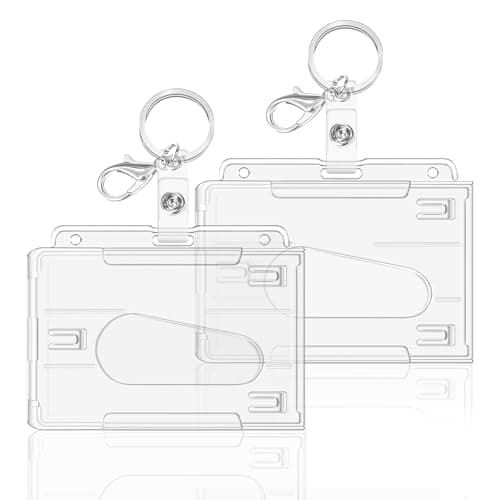 Image of Hard Clear Badge Holder, ID Card Holders, Card Holder for Office,School, ID Credit Cards,ID Clip (Horizontal 2 Pcs)