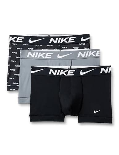Image of Nike Men's Essential Micro Stretch Boxer Brief Underwear (3-Pack) Logo Print/Cool Grey/Black, L