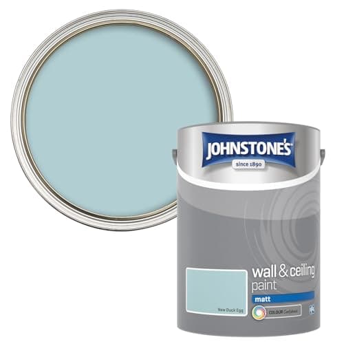Image of Johnstone's Walls and Ceilings Paint, New Duck Egg, Matt Finish, Optimal Coverage, Easy to Apply, Dry in 1-2 Hours, 12m2 Coverage per Litre, 5 L