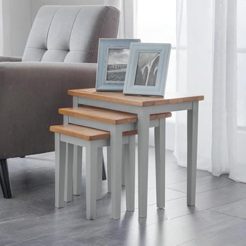Image of Julian Bowen Cleo Nest Of Tables - Grey & Oak Nesting