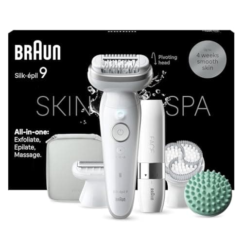 Image of Braun Silk-épil 9 SkinSpa All-in-One Set, Women's Epilator/Hair Remover for Long-Lasting Hair Removal, Facespa Facial Hair Remover, 9-381, White/Silver