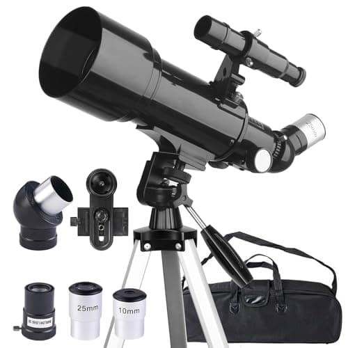 Image of Misilmp Astronomy Telescope for Adults, Astronomical Telescopes 70mm Aperture 400mm Portable Refractor Taking for Outdoor Telescopes with Tripod, Phone Holder & Carry Bag for Kids Beginner (Black)