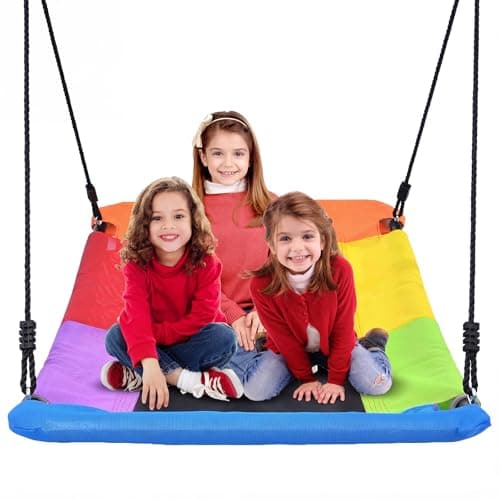 Image of Trekassy 60" Giant Skycurve Platform Tree Swing - 326kg/718lb Weight Capacity, Weatherproof Platform Swing with Adjustable Hanging Ropes, Outdoor Nest Swings for Kids & Adults