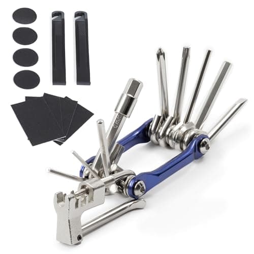 Image of Hillington Bike Repair Kit - Compact Ultimate Bike Repair Multi Tool Kit - Durable and Portable Bicycle Tool Kit Set with Folding Multitool, Tyre Levers and Puncture Maintenance Kit