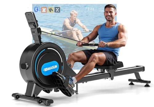 Image of Rowing Machine for Home Gym, DMASUN Magnetic Rowing Machines 350 LB Weight Capacity - Foldable Rower for Home Use with App Supported, Upgrade to Double Slide Rail