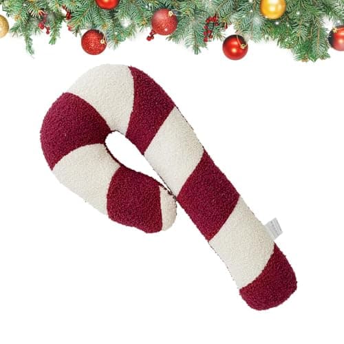Image of Christmas Candy Cane Cushion | Soft and Cute Shaped Pillow in the Shape of Christmas Candy Cane - For Neck Body Back Shoulder Arm Hip Women Adults Chair Sofa Seat