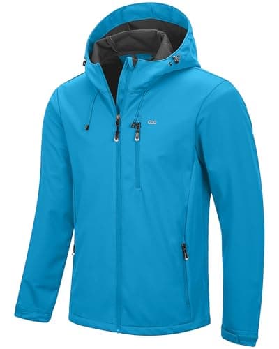 Image of 33,000ft Men's Softshell Jackets Outdoor Windproof Coat Breathable Lightweight Windbreaker Casual Functional Jackets with Hood for Running, Cycling,Sky Blue 2XL