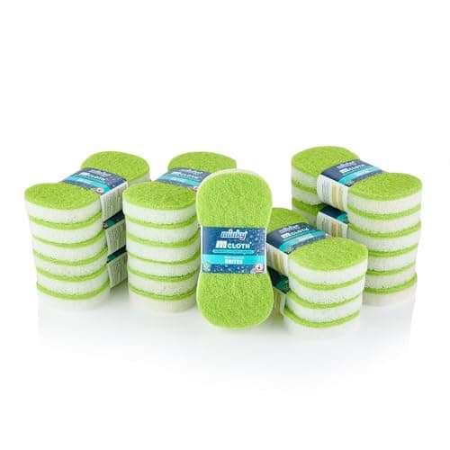 Image of Minky Brites, 24 Pack, Non-Scratch, Anti-Bacterial and Anti-Grease Washing Up Sponge, Cleaning Products, Kitchen Sponge, Scourers, Green