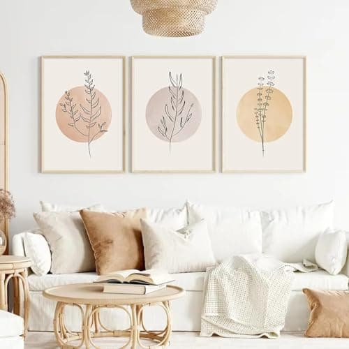 Image of WUHBCZ Canvas Paints-Abstract Drawing Botanical Floral Art Poster Print Boho Wall Painting Modern Minimalist Wall Picture Living Room Office Home Decoration-60 * 70cm/3PCS (No Frame)