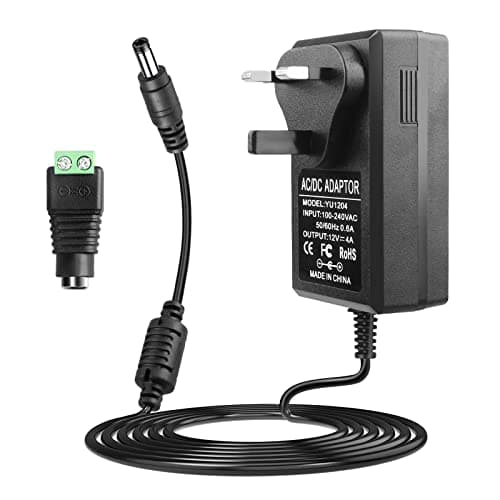 Image of 12V 4A Power Supply UK, LeTaoXing AC 100-240V to DC 12 Volt Converter 48W Transformers 5.5mm x 2.5mm Wall Plug 12V/4A for LED Strip Lights CCTV Cameras Routers LCD Monitor