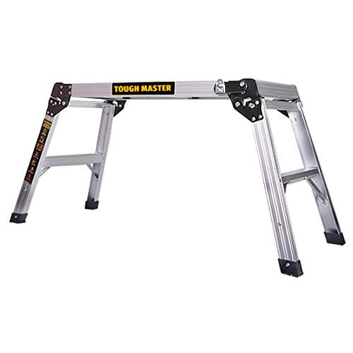 Image of Aluminium Work Platform 760 x 300mm 2 Step Up Ladder Folding Hop Up Fold Bench Stool Work Platform Foldable Design to Sit On, Indoor/Outdoor Job Step Ladder TOUGH MASTER