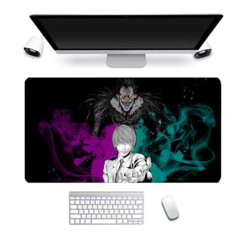 Image of Tongyundacheng Death Note Mouse Pad Gaming Mouse Mat, Anime Death Note Character Printed Mouse Mat Non-slip Rubber Base Computer Keyboard Mat for Gaming Office, 800x300mm