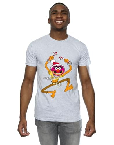 Image of Disney Men's The Muppets Animal Christmas T-Shirt Sport Grey Large