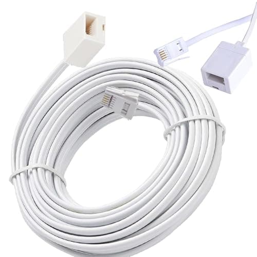 Image of Zguziji 25m white BT to BT Extension 4 wire Flat Home Telephone Phone Cable Lead Cable Extension Cable