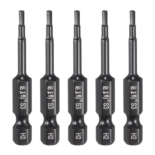 Image of sourcing map 5pcs Hex Head Wrench Drill Bit 2mm(H2) Metric 1/4" Hex Shank 2"(50mm) Length S3 Steel Magnetic Impact Drivers Screwdriver Bit Industrial Grade Hexagon Electric Drill Bits