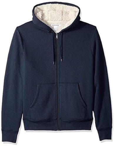 Image of Amazon Essentials Women's Sherpa-Lined Fleece Full-zip Hooded Jacket, Navy Heather, XL