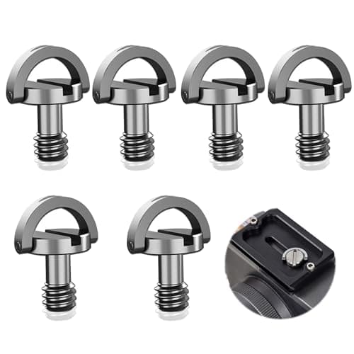 Image of 6 PCS 1/4" Camera Screws, Camera Mounting Screw D-Ring Screws Tripod Screw Caps for Camera Screw, Monopod, Tripod, Quick Release Plate