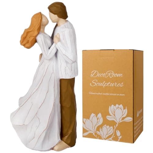 Image of Couple Figurine for Her, Wedding Engagement Gift for Women, 7.2" Romantic Couple Statue for Valentine's Day Birthday Home Decoration Presents- Hug 01