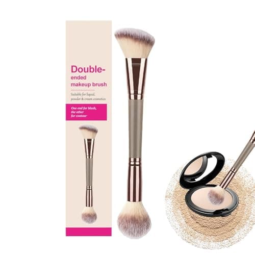 Image of Double Ended Makeup Brush, Face Makeup Tool - Concealer Brush for Face & Cheeks - Foundation, Blush, Liquid & Cream Textures