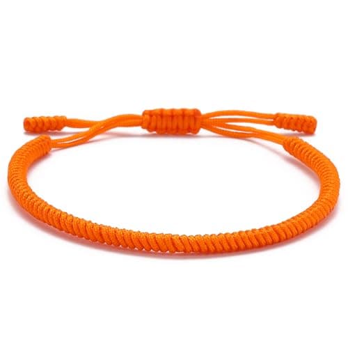 Image of LUCKY BUDDHIST Tibetan Buddhist Bracelet for Men & Women – Adjustable Braided Cord Bracelet with Wooden Buddha Keyring