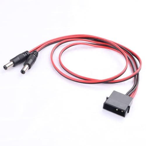 Image of ELFJMZP PC Molex Large 4-Pin Female to Dual 5-Pin Male DC 5521 Extension Cable 50cm Pure Copper 12V PSU Adapter Cable for Case Fans/LED Strips/Water Pump Power Supply
