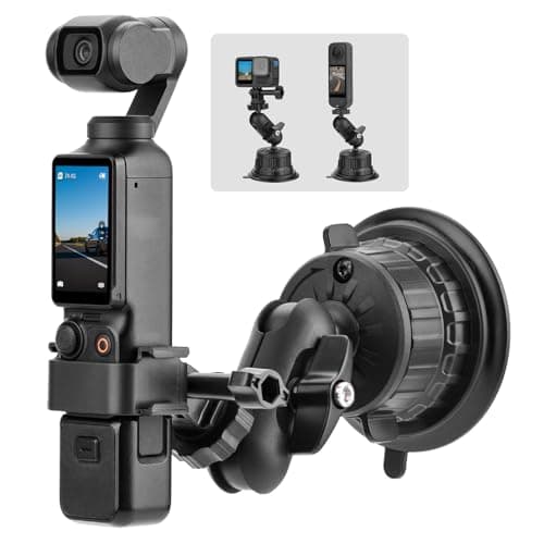 Image of BRDRC Pocket 3 4 Suction Cup Car Mount (Upgraded), Windshield Window Holder Kit with Cold Shoe Expansion Adapter for Go Pro Max Hero Pocket 4 3 Insta 360 X5 X4 X3 Action 6 5 4 3 Accessories