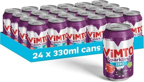 Image of Vim-to Original Real Fruit, Blackcurrant, Grape & Raspberry - No Added Sugar Fizzy Fruity Soft Drink - Multipack Cans (24 X 330ml) - By Shop 4 Less