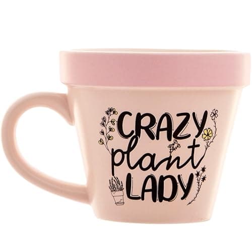 Image of Boxer Gifts 'Crazy Plant Lady' Plant Pot Mug | Funny Gardening Gifts for Women - Houseplant Gift for Plant Lovers | Garden Present for Mum On Christmas & Birthday, Pink