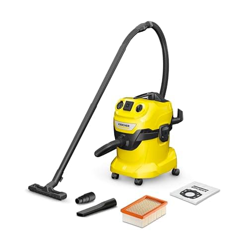 Image of Kärcher Heavy Duty WD 4 P V-20/5/22 Vacuum Cleaner, Super Absorbent Energy Efficient Wet/Dry Vacuum Cleaner with 20L Plastic Container, Socket for Working with Power Tools, 5 m Cable & 2.2 m Suction