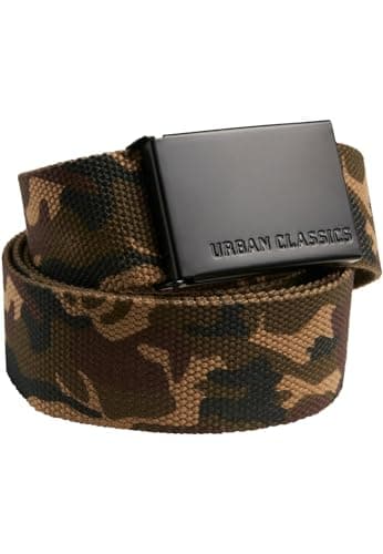 Image of Urban Classics Unisex Canvas Belt, Woodcamo/Blk, One Size
