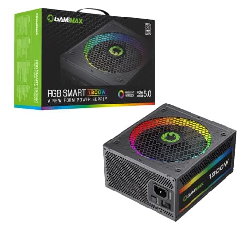 Image of GameMax RGB 1300W Modular 80 Plus Platinum ATX3.0 PCIe 5.0 Power Supply With 14cm ARGB Fan | Black