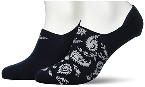 Image of Emporio Armani Underwear Women's Printed Gifting 2-Pack Footie Socks, Navy/Marine/Paisley, S/M, Navy/Marin/Paisley, S-M