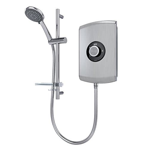 Image of Triton Showers REAMO9BRSTL Amore Slender Electric Shower, Brushed Steel, 9.5 KW, 1