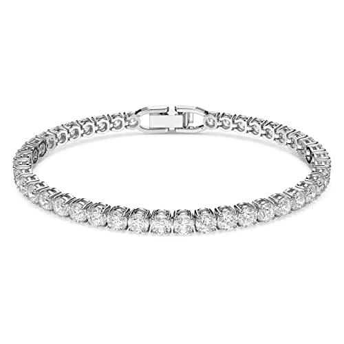 Image of Swarovski Tennis Deluxe bracelet, Round, White, Rhodium plated