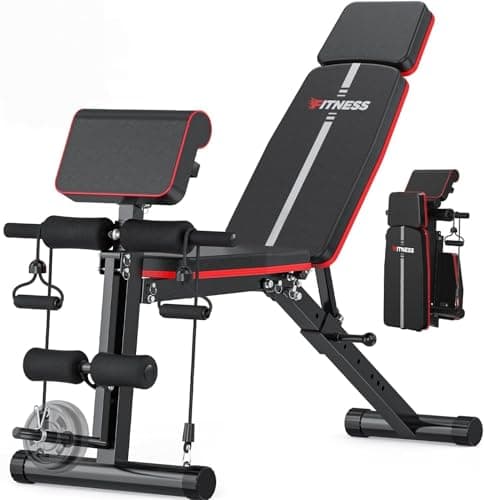 Image of Adjustable Weight Bench for Home Gym, 770LB Foldable Incline Decline Exercise Bench with Leg Extension & Preacher Curl Pad, Quick Adjustment Workout Bench Press