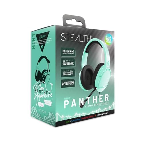 Image of STEALTH PANTHER Mint - Over Ear Gaming Headset Compatible with Consoles and PC with Flexible Mic, 3.5mm Jack, 1.5m Cable, Lightweight, Comfortable and Durable