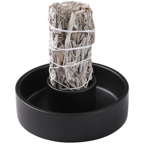 Image of BEYLAB sage burner cones holder Ceramic Incense Holder, Bundle Smudge pot Bowl, Smudging Plate for White Sage, Palo Santo Sticks, Candles For Offering - Black