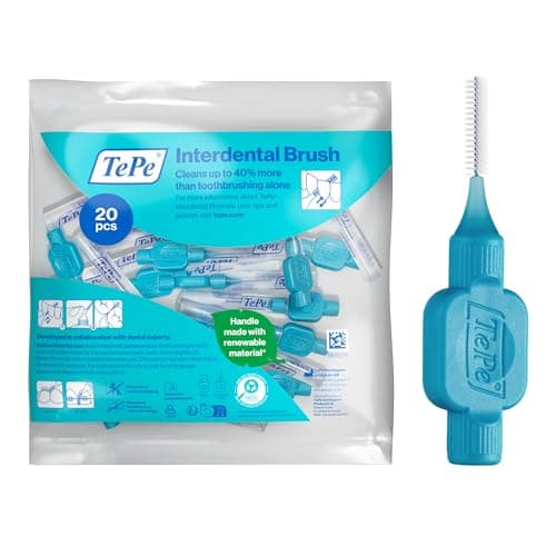 Image of TePe Interdental Brush, Original, Blue, 0.6mm/ISO 3, 20pcs, Plaque Removal, efficient Clean Between The Teeth, Tooth Floss, for Small Gaps
