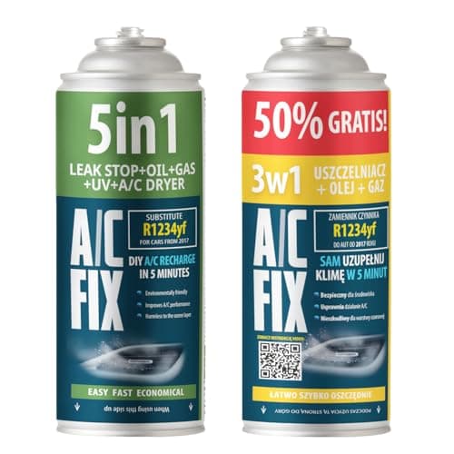 Image of AC FIX 5-in-1 – R1234yf + 3 in 1 Refrigerant for Car Air Conditioning with Oil, Sealant, UV Dye, Desiccant – Quick Application – Protects the Compressor