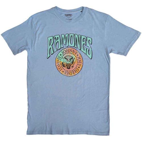 Image of Ramones T Shirt Crest Psych Band Logo Official Unisex Light Blue XXL
