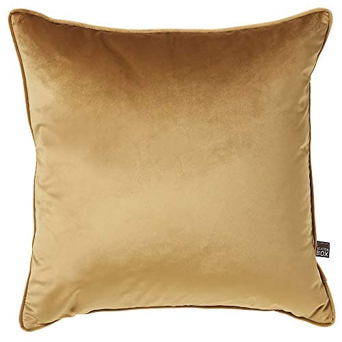Image of Scatter Box Bellini Velour Piped Feather Filled Cushion, Antique Gold, 45 x 45 Cm