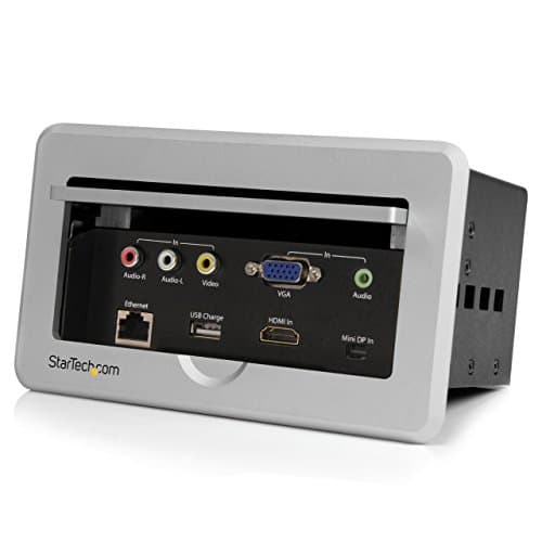 Image of StarTech.com Conference Table Connectivity Pop up Box with AV and Data Ports - HDMI, VGA, Component, MDP to HDMI Output (BOX4HDECP), white