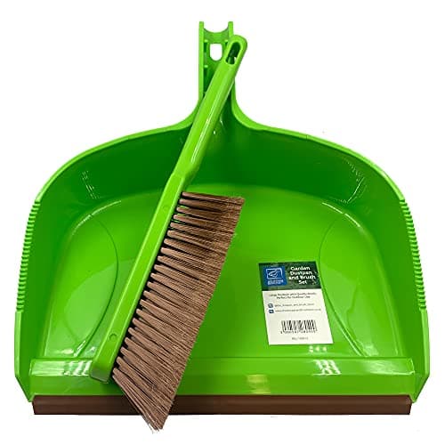 Image of Deluxe Garden Dustpan and Brush Set – Large Dustpan and Brush Heavy Duty with Medium to Stiff Hand Brush Bristles, Yard Cleaning Tool Outdoor Dustpan and Brush for Driveway Paths, Garden & Greenhouse