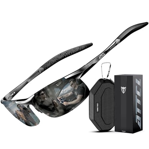 Image of ATTCL Men's Sports Polarized Sunglasses For Driver Golf Fishing Unbreakable Metal Frame 8177 Black
