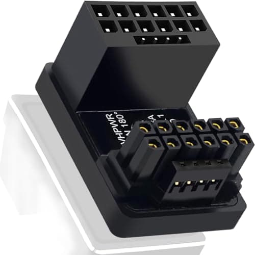 Image of HAAMNING7 12VHPWR 180 Degree Angled Adapter, Pcie5.0 ATX 3.0 600W 16 Pin GPU PCIe Power Adapter,Female to Male Connector for 12+4 pin RTX 3090Ti 4070Ti 4080 4090 Graphic Card GPU (Type B)
