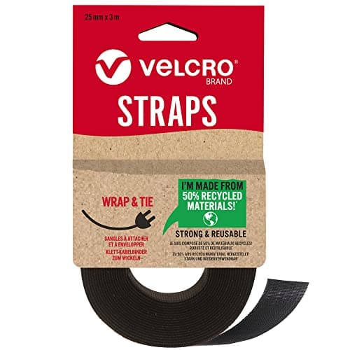 Image of VELCRO® Brand | Eco One-Wrap Reusable Straps | Reusable, Flexible & Versatile All Purpose Straps for Home Improvement | Black | 25mm x 3m