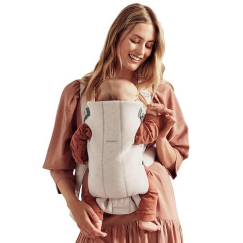 Image of BabyBjörn Baby Carrier Mini, 3D Jersey, Light Beige, Infant Carrier for Newborns (0-6 Months), Soft, Ergonomic and Easy to Use